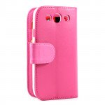 Wholesale Galaxy S3 /i9300 Simple Flip Leather Wallet Case with Stand  (Pink)